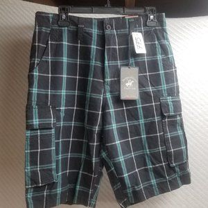 775 - Beverly Hills Polo Club 30W Plaid Cargo Shorts